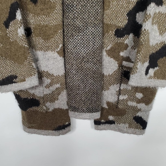 Anthropologie Vera Camo Open Front Oversized Cardigan Knit Grey Green Size XS - Picture 4 of 8